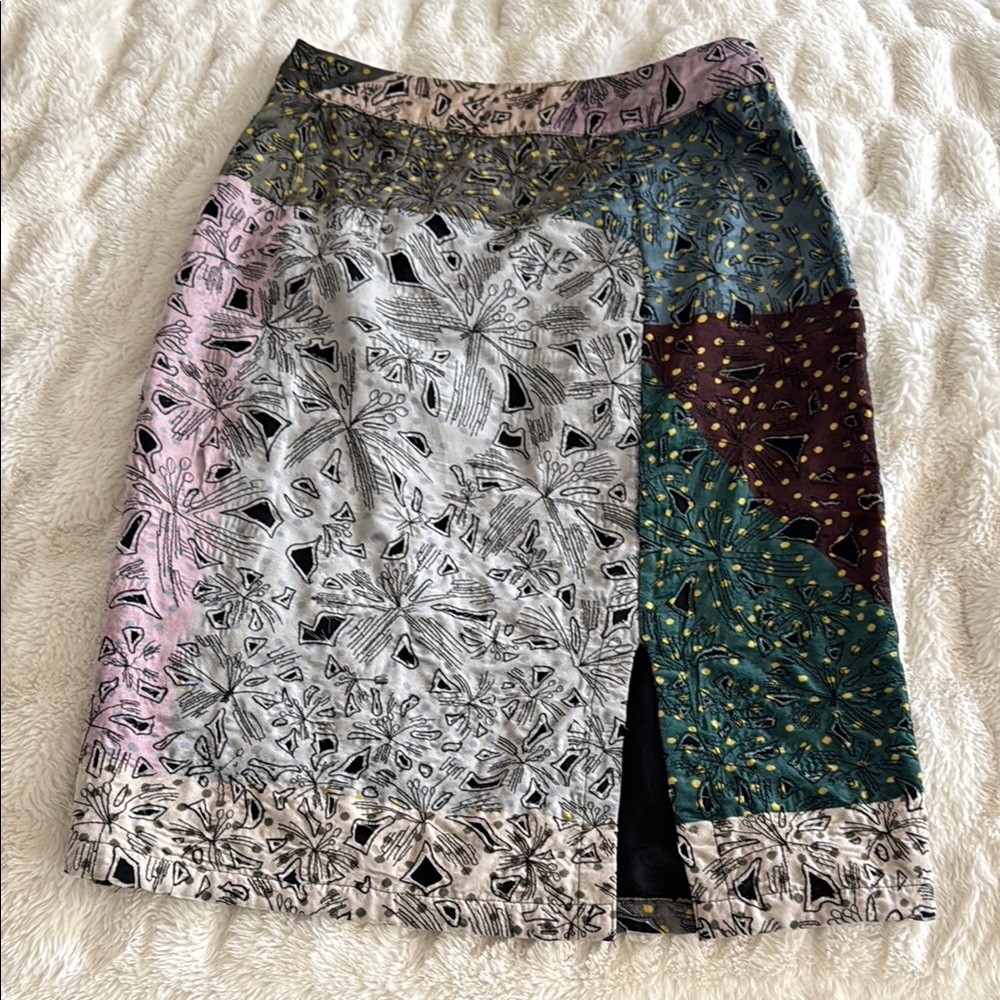 Anthropologie bought Silver Green Pencil Skirt with Cut Out Slit